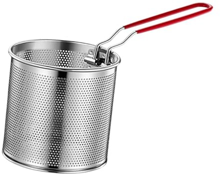 LOVIVER Panier à friteuse, panier à friture de cuisine, rond multifonction avec poignée pour friture profonde pour pâtes, ailes de poulet, rondelles d'oignon, 12cm