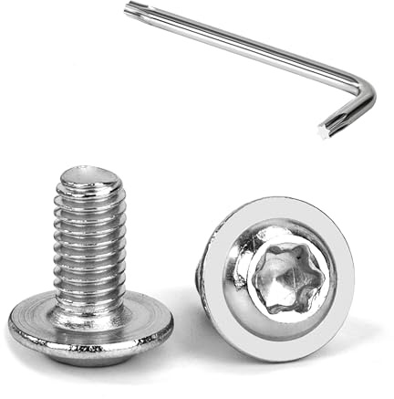 Tunejoy 20 Pezzi Viti a Testa Bombata Torx con Flangia M6 x 12 mm Vite a Testa Esagonale Bulloni in Acciaio Inox A2 V2A Viti a Brugola con Chiavi a T30 Filettatura Completa