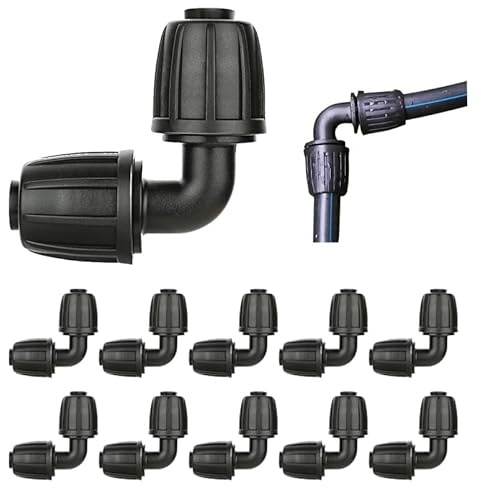 xlwen 10 stycken 16 mm droppbevattningsbeslag bevattning anslutningssats för slangar armbågar grill trädgård slang anslutning bevattningssystem bågar för trädgård, gräsmatta, svart