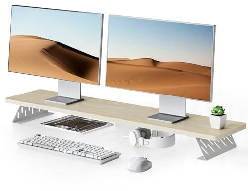 Fenge PC-skärmstativ, metallben, TV-bildskärm, ek, 108 cm | 2 enheter, belastning 30 kg, halkfria tabletter, mångsidig hyllorganisatör, skrivarskärm för hemmakontor