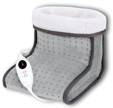 Electric Foot Warmers | Soft Plush & Machine Washable | Heated Foot Warmers for Cold Feet | 6 Temperature Settings & Auto-Off | Foot Warmer for Men & Women, Office, Home, Bed