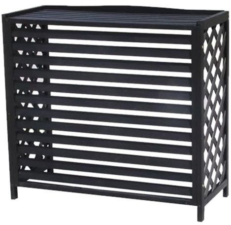 Holz Blumenständer Box Air Klima Abdeckung - Schallschutzhaube Wärmepumpe Schutzgitter - Verkleidung Klimaanlage Außengerät Sichtschutz Zäune(Schwarz,L96cm*W40cm*H89cm)