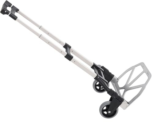 HOMCOM Aluminium Folding Hand Truck Trolley, Heavy Duty Foldable Sack Cart with Adjustable Telescoping Handle, 70KG Load Capacity