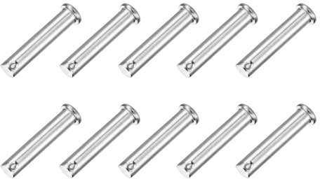 QUARKZMAN 10 Stück Steckbolzen M10 x 50mm Einloch Splintbolzen, 304 Edelstahl Flachkopf Anhängersplintbolzen für Anhängerriegel, Mechanikerreparatur, Möbelinstallation, Industrieanlagen