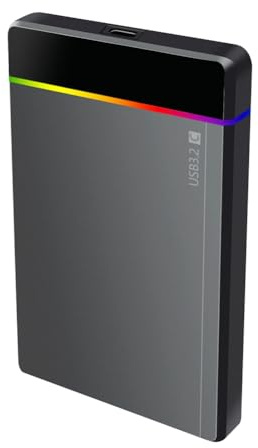 Kdouehg Caja para Disco Duro Externo HDD/SSD de 2,5 Pulgadas, Tipo C, RGB, SATA A USB 3.2 Gen1, 5 Gbps, Sin Herramientas