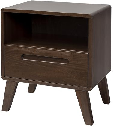 Kiki Design Nachttisch Strade Buche massiv 50x34x52 cm – Holz-Nachttisch in Amerikanischer Nussbaum, Soft-Close Blum, Wasserlack, Schublade mit Griffmulde, hochwertig & nachhaltig (Nuss)