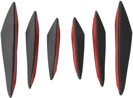 XFYESL Spoiler Avant Universel Lot De 4 Ou 6 Protections De Pare-Chocs Avant en Caoutchouc pour Voiture, Diffuseur Arrière Universel, Noir, Fibre De Carbone(6pieces Carbon)