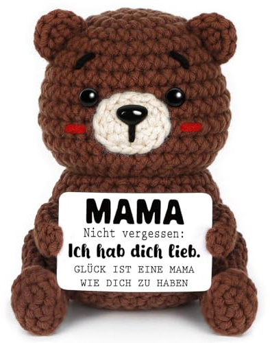 Geschenke für Mama, Mama Geburtstagsgeschenk, Handgehäkelter Bär Figuren | Mutter Geschenk von Tochter Sohn zum Geburtstag Weihnachten Muttertag