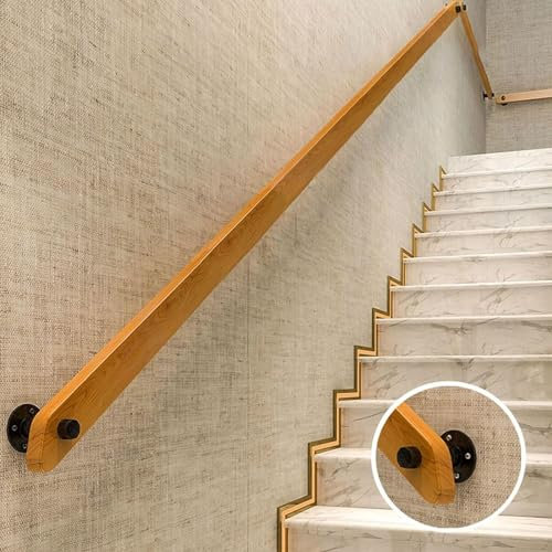 Moderna scala in legno – 1,6 FT montaggio a parete ringhiera per interni ed esterni gradini scale ringhiera & scala elegante per corridoio e ponte