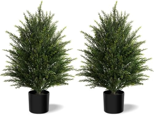 Künstliche Pflanzen Zedernbäume – Kunstpflanzen Groß im Topf Realistische Winter- & Weihnachtsdeko für Wohnzimmer, Kamin, Haustür, Balkon, Flur, Eingang