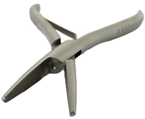 Alicates Para Extensiones Pinza de acero inoxidable plateado de 7 pulgadas, alicate for extensiones de cabello con ranuras pequeñas, herramientas for extensiones de cabello de queratina, 1 ud.