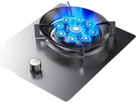 THEGA Cucina A Gas A 1 Fuoco, Fornello A Gas in Acciaio Inox da 8,5 KW, Piano Cottura Interno con Conversione A Gas/GPL, con Protezione Antispegnimento, per Cucina di Casa(LPG)