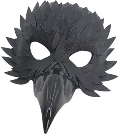 Estilo único de pico de pájaro con plumas de media cara, accesorio de cosplay para fiestas de disfraces, eventos temáticos de máscaras, pico de pájaro, pluma, media cara