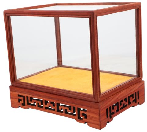 Toyvian Boîte De Présentation Pour Objets De Collection En Verre Transparent 12x12x17 Cm Base En Bois Massif Finition Lisse Pour Bureau Et Salon Rangement Et Exposition
