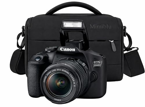 MIMIBLU Camera Bag + 2000D DSLR Camera + 18-55 II Lens Black, 24.1 MP APS-C Sensor, Wi-Fi & NFC, Full HD Recording + 2 Year Warranty
