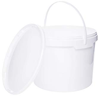 10 Liter Eimer mit Deckel, weiß, stapelbar, mit Lebensmittelfreigabe Set, 5 Stück