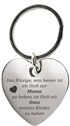 Schlüsselanhänger Herz, Gravur Die beste Mama wird die beste Oma | Gravurtext: Das Einzige was besser ist als Dich zur Mama zu haben, ist Dich als Oma meines Kindes zu haben, Muttertag