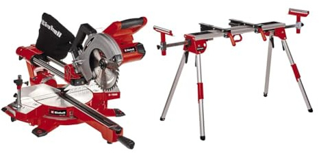 Einhell Akku-Zug-Kapp-Gehrungssäge TE-SM 36/210 Li - Solo Power X-Change (36 V, Li-Ion, leichtgängige Zugfunktion, Schnittlinien-Laser, ohne Akku und Ladegerät, inkl. Untergestell MSS 1610)