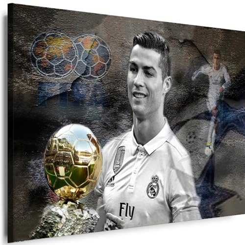 Myartstyle - Bilder Cristiano Ronaldo Fußball 120 x 80 cm Leinwandbilder Xxl - 1 Teilige Wandbilder Kunstdrucke w-a-2031-5