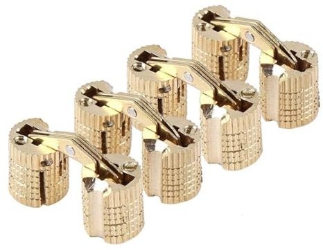 Broco 4Pcs Messing Versteckte Cabinet Hinge, Scharniere klein, Barrel Scharnier, Kupfer Messing Kabinett Geschenkkarton mit verdecktem Barrel Scharniere 8mm 180° Öffnungswinkel packen