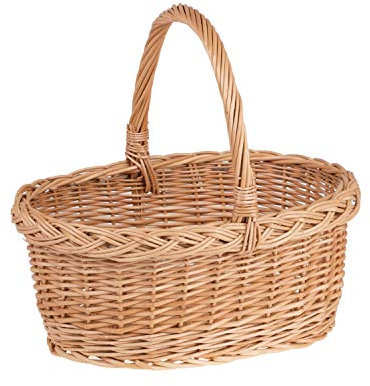 e-wicker24 Alles aus Weide Einkaufskorb Weide Geflochtener Korb mit Henkel Aufbewahrungskorb Leicht Picknickkorb Geschenkkorb Leer Vintage Reisenthel Korb Aufbewahrung Einkaufskorb Geflochten