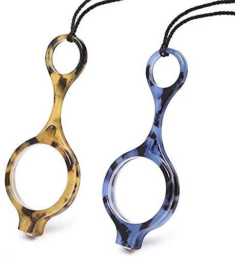 TERAISE Mini lunettes de lecture pliantes pendentif collier lecteurs légères lunettes de lecture portables anti-perte avec étui exquis pour femmes et hommes(3.5X)