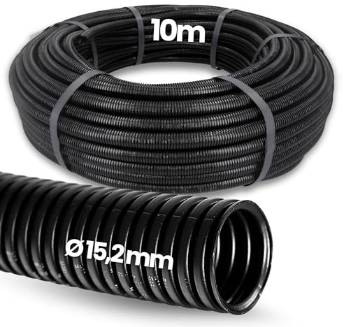 Kalitec 10m Wellrohr NW 16 - Kabelschutz Ungeschlitzt - Marderschutz | UV-beständiger Wellschlauch aus Polypropylen - AD 18,8 mm, ID 15,2 mm - Schwer entflammbares Leerrohr für Industrie