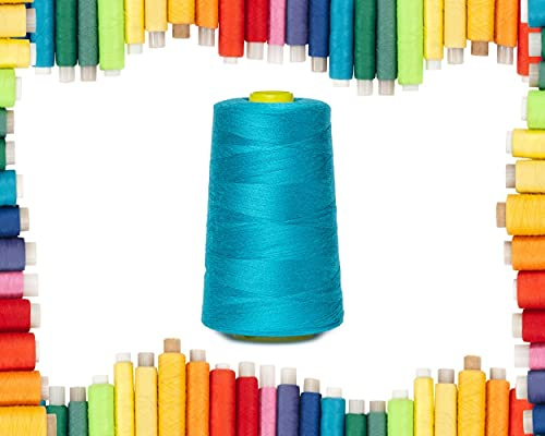 Rohans Overlock Yarn 40/2 (120), 4570 metros, conos de hilo de coser, conos de hilo multicolor para máquina de coser, material 100% poliéster (turquesa, 1)