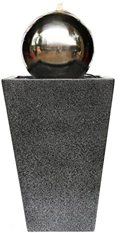 Dehner Gartenbrunnen Kioto mit LED Beleuchtung, ca. 83 x 34 x 34 cm, Edelstahl, grau