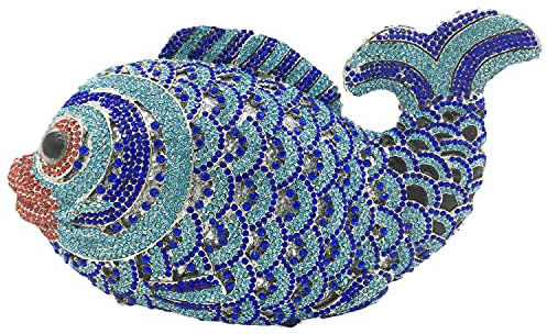 Boutique De FGG Fisch Kristall Clutch-Handtasche Damen Abendhandtasche Braut Hochzeit Strass Clutches Partytasche,Mini,Hellblau