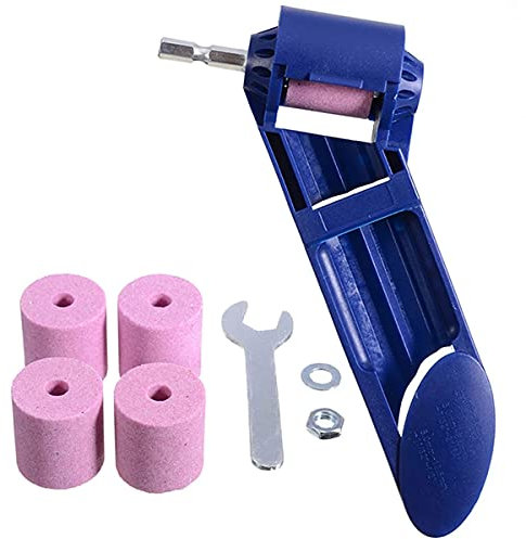 Drill Bit Sharpener Tool Twist Drill Grinding Machine Portable Hand Powered Tools with 5 Corundum Grinding Wheel and 1 Wrench for Width Range 2-12.5mm Iron-Based Drill Bits