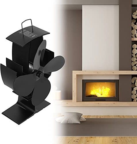 EVTSCAN 4 Blades Heat Powered Stove Fan Heat Circulating Aluminum Fireplace Fan for Home Wood Log Burning