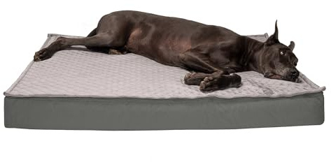 Furhaven Wasserabweisendes kühlendes Gel-Hundebett für große Hunde mit Abnehmbarer Steppdecke und waschbarem Bezug, für Hunde bis zu 57 kg, Steppdecke, umwandelbare Matratze, Grau, Jumbo Plus/XXL