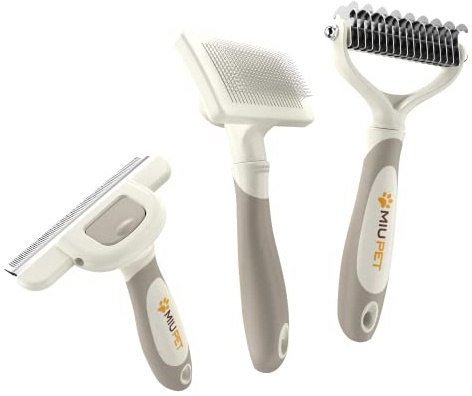 Professional Deshedding Dog Brush Grooming Kits, for Long-Haired Dogs and Cats - Dog Deshedding Brush and Slicker Brush Set 3 in 1 Gift Box for Long Hair Pets like Golden Retriever