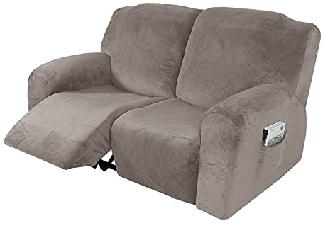 Housse de Fauteuil Inclinable Relax, Housse de Fauteuil Extensible en Velours, Housse de Fauteuil de Massage Lavable à la Maison, Protecteur de Fauteuil Inclinable (2 Place(6pièces), Beige)