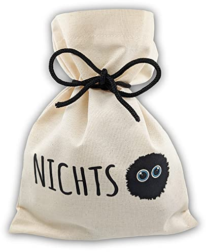 NICHTS Geschenkbeutel - Für alle, die sich nichts wünschen Geldsack Stoffbeutel (Baumwolle 25 x 18 cm)