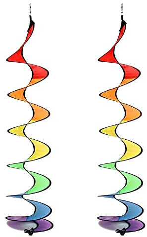 Molino De Viento Espiral Colorido,Molino De Viento Espiral,2 PCS Hilandero Espiral Colgante,Coloridos Molinos De Viento En Espiral para Colgar,Molino De Viento Giratorio De Arco Iris Espiral Colgante