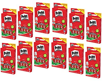 Pritt Klebestift, sicherer und kinderfreundlicher Kleber für Kunst und Bastelarbeiten, starker Klebstoff für Schule & Bürobedarf, 12x10x11g Pritt Stift