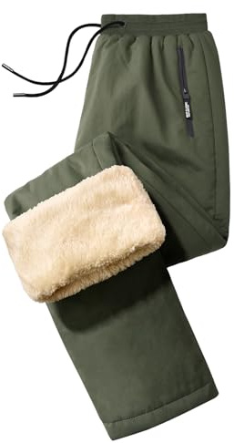 UMIPUBO Pantaloni da Jogging Uomo Foderato in Pile Pantaloni Tuta Invernali Jogger Sportivi Termici Lunghi Pantaloni con Tasche Caldo Elastico Vita con Coulisse Trousers Fitness Corsa Sci (Verde, M)
