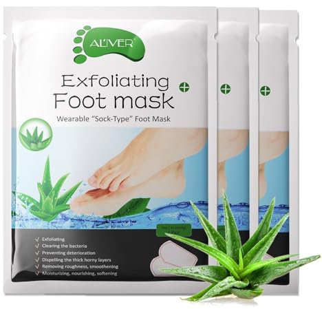 P-Beauty Fußmaske Aloe | Ecfolierendes Fußpeeling | Anti Hornhaut Socken | zur Entfernung von raue Haut, Hühneraugen & Risse | Intensive Fußpflege | für seidige Füße | 3 Paar