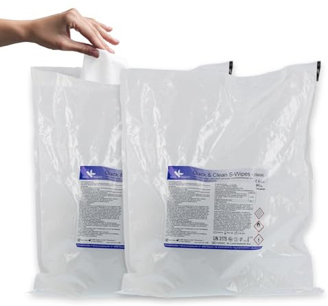 KK Hygiene | 2 x Nachfüllbeutel Desinfektionstücher | KK Quick & Clean S-Wipes ready to use | Refillbeutel 70 Tücher/Rolle (Classic)