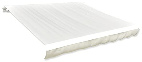 Mengtu Markisenbespannung Markisentuch Ersatz-Markisenstoff Ersatz-Bezug für Markise Markisenbespannung Sonnenschutz Ersatzstoff mit Volant ohne Rahmen Creme 6x3 m Garten Möbel
