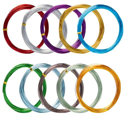 Sixfolo 100m Basteldraht 1mm 10 Farben Aludraht zum Basteln Bunter Aluminium Schmuckdraht Biegsame Aludraht Dünn Flexibler Modellierdraht Basteln für DIY Schmuck Modellen und Handwerk,10m/Rollen…