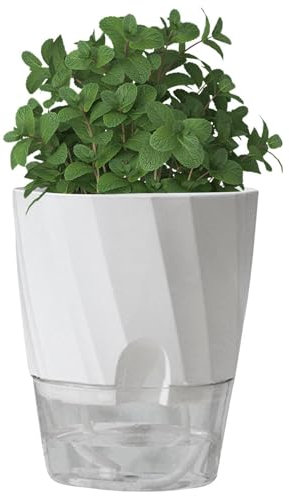 Fukamou Fauler Blumentopf, Selbstbewässernde Töpfe,Töpfe Für Zimmerpflanzen Wicking Töpfe, Moderner Dekorativer Pflanztopf Für Zimmerpflanzen, Aloe, Kräuter, Usambaraveilchen, Sukkulenten