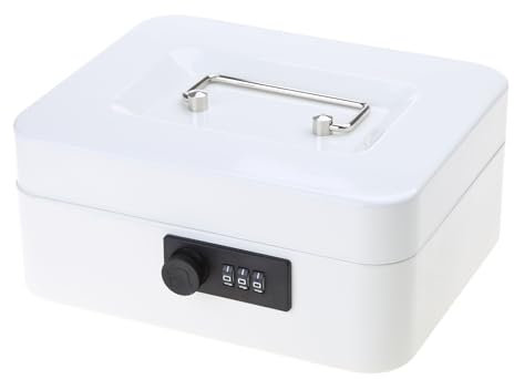 Geldkassette mit Geldtablett, Zahlenschloss, Metall-Spardose mit Geldfach, tragbare Schlossbox für Zuhause, Büro, Safe für Dokumente, sichere Spardose für Bargeld, Kinder, Geldkassette mit
