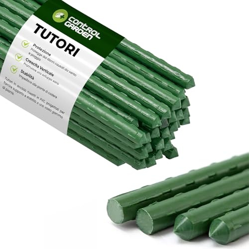 CONTROL GARDEN Pack 10 Tutores de Acero Plastificado para Plantas Alto 180cm Ø 10 mm | Varillas Crecimiento Plantas | Soporte Cultivos Apto Interior y Exterior