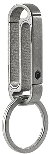 KeyUnity KM10 Heavy Duty Belt Key Holder with Metal Key Rings, Titanium Men Keychain Carabiner Key Holder Clip (Sandblasted)