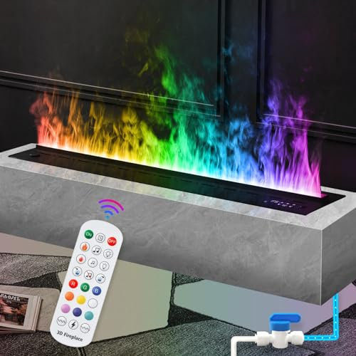 Chimenea de Vapor de Agua, Chimenea eléctrica con Control Remoto, 3D Multicolor, sin calefacción, 120cm【Conecta al Grifo】