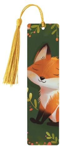 Niedliche Lesezeichen mit Fuchs-Blumen-Motiv, exquisite Holz-Lesezeichen für Frauen, ideales Geschenk für Buchliebhaber, Gold