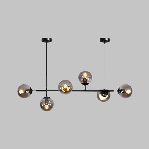 Moddeny Lámpara colgante de techo industrial de 51 pulgadas con bola de cristal del norte de Europa, 6 luces, E27, para sala de estar, comedor, decoración de restaurante